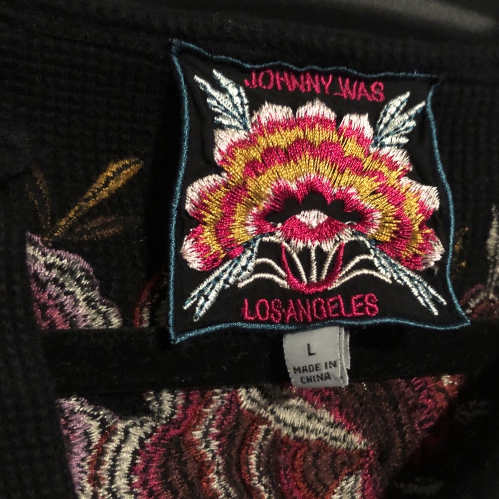 Johnny Was Black Knit with Floral Embroidery - Picture 6 of 6